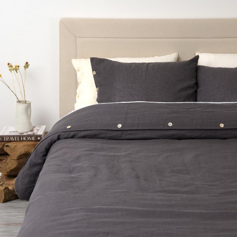 Bedding Sets| Best Home Fashion 3-Piece Dark Grey Queen Duvet Cover Set - QY06455