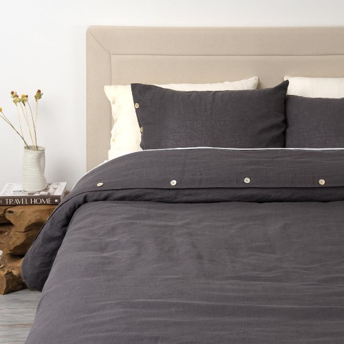 Bedding Sets| Best Home Fashion 3-Piece Dark Grey Queen Duvet Cover Set - QY06455