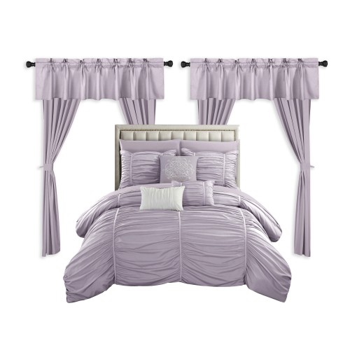 Bedding Sets| Chic Home Design Avila 20-Piece Lilac Queen Comforter Set - OJ92495