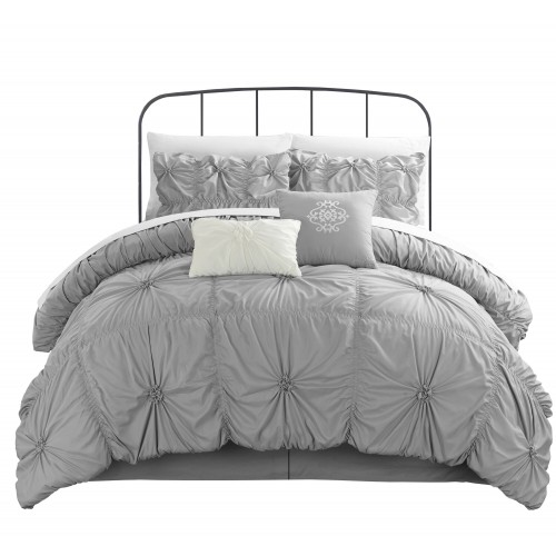 Bedding Sets| Chic Home Design Halpert 6-Piece Silver King Comforter Set - EO57457