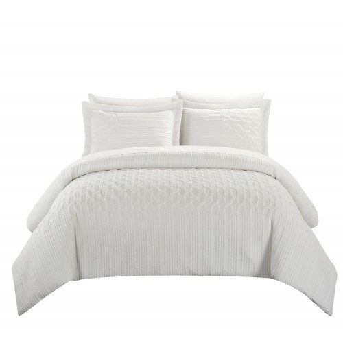 Bedding Sets| Chic Home Design Jazmine 3-Piece White King Comforter Set - ME14645