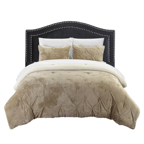 Bedding Sets| Chic Home Design Josepha 3-Piece Beige King Comforter Set - PC98498