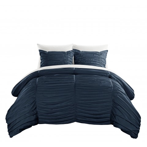 Bedding Sets| Chic Home Design Kaiah 3-Piece Navy Queen Comforter Set - BK14214