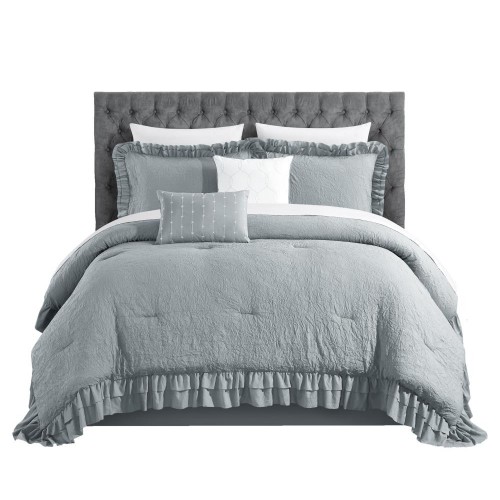 Bedding Sets| Chic Home Design Kensley 5-Piece Grey King Comforter Set - NS59265
