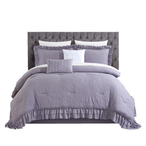 Bedding Sets| Chic Home Design Kensley 9-Piece Lavender Queen Comforter Set - EF53898