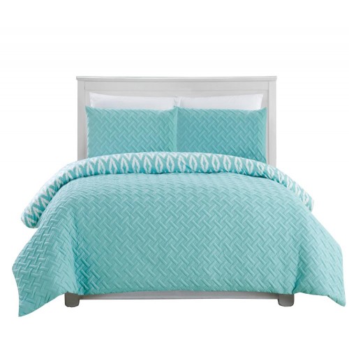 Bedding Sets| Chic Home Design Ora 3-Piece Aqua Queen Comforter Set - NM54738