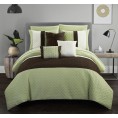 Bedding Sets| Chic Home Design Osnat 10-Piece Green Queen Comforter Set - NM89672