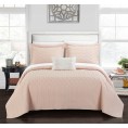 Bedding Sets| Chic Home Design Shalya 4-Piece Blush Queen Quilt Set - QI71562