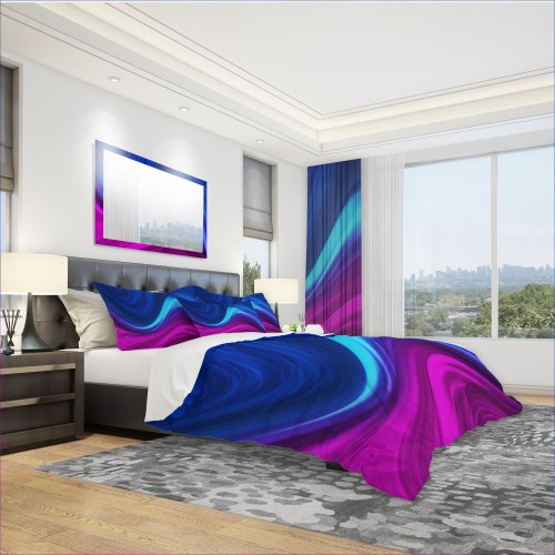 Bedding Sets| Designart 3-Piece Blue King Duvet Cover Set - HN12895
