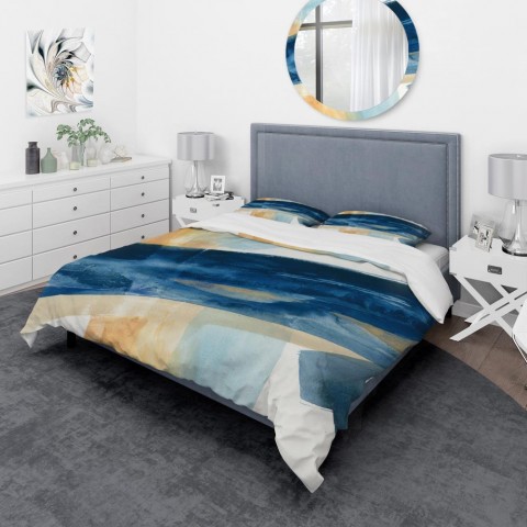 Bedding Sets| Designart 3-Piece Blue King Duvet Cover Set - YC41747