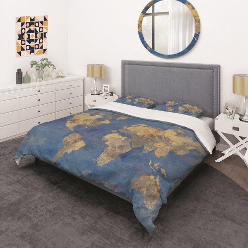 Bedding Sets| Designart 3-Piece Blue King Duvet Cover Set - ZC43959