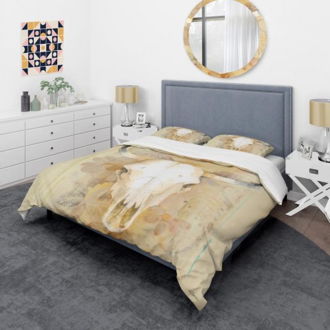 Bedding Sets| Designart 3-Piece Brown King Duvet Cover Set - PM25077