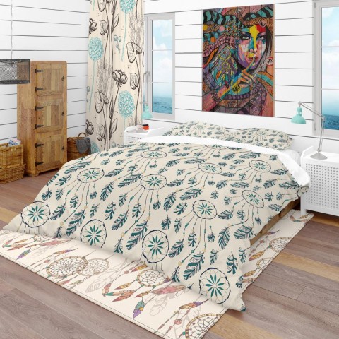 Bedding Sets| Designart 3-Piece Ivory and Cream Queen Duvet Cover Set - TY62032