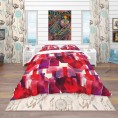 Bedding Sets| Designart 3-Piece Red Twin Duvet Cover Set - HY61925