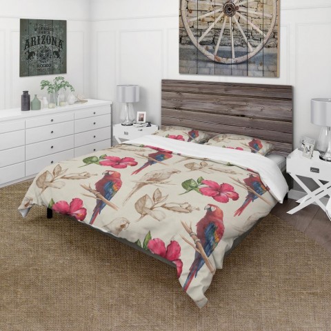 Bedding Sets| Designart 3-Piece Red Twin Duvet Cover Set - IF80975
