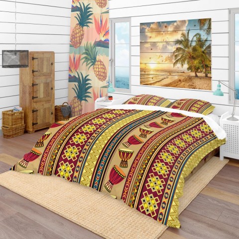 Bedding Sets| Designart 3-Piece Yellow Queen Duvet Cover Set - YM11028