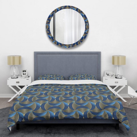 Bedding Sets| Designart Designart Duvet covers 3-Piece Blue Queen Duvet Cover Set - RI19466