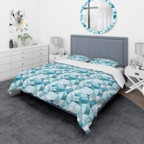 Bedding Sets| Designart Designart Duvet covers 3-Piece Blue Queen Duvet Cover Set - AP18376