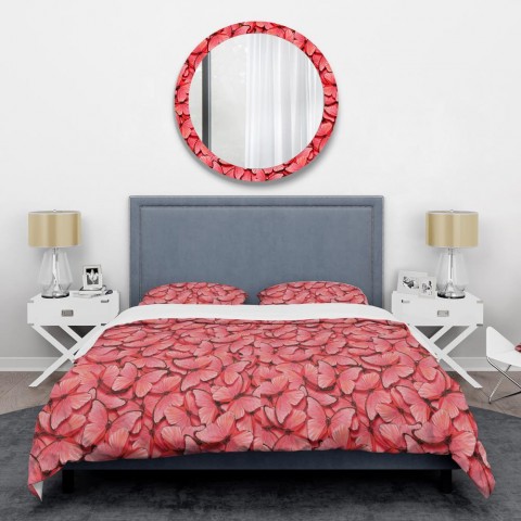 Bedding Sets| Designart Designart Duvet covers 3-Piece Red Twin Duvet Cover Set - NH62164