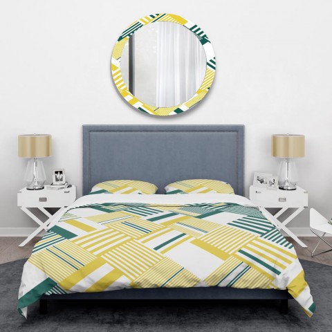 Bedding Sets| Designart Designart Duvet covers 3-Piece Yellow Queen Duvet Cover Set - LE95717