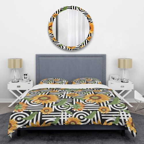 Bedding Sets| Designart Designart Duvet covers 3-Piece Yellow Twin Duvet Cover Set - BB86697