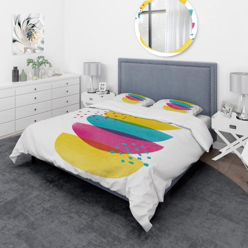Bedding Sets| Designart Designart Duvet covers 3-Piece Yellow Twin Duvet Cover Set - IW52141