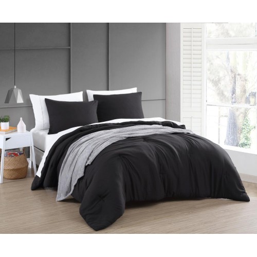 Bedding Sets| Geneva Home Fashion Anniston 8-Piece Black Queen Comforter Set - ZI77359