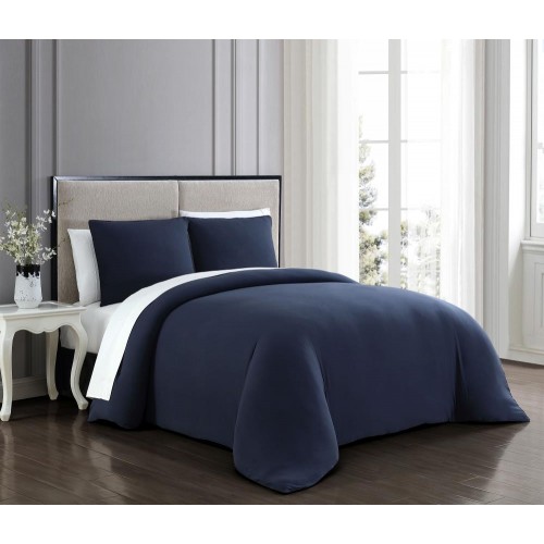 Bedding Sets| Geneva Home Fashion Gweneth 3-Piece Navy Queen Comforter Set - SM77282