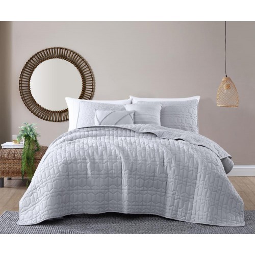 Bedding Sets| Geneva Home Fashion Kori 5-Piece Light Grey King Quilt Set - AB32677