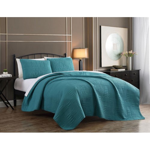 Bedding Sets| Geneva Home Fashion Yardley 2-Piece Teal Twin Quilt Set - SC59455