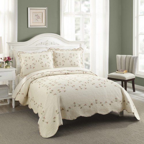 Bedding Sets| Modern Heirloom Felisa 3-Piece Off-white King Quilt Set - LY09645
