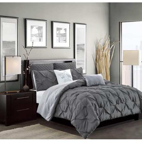 Bedding Sets| Olivia Gray Olympia 7-Piece Comforter Set 7-Piece Charcoal King Comforter Set - PK58536