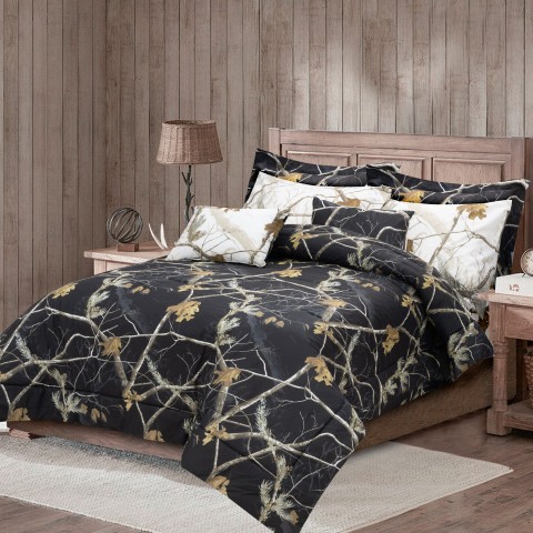 Bedding Sets| REALTREE Realtree AP Black and Snow 2-Piece Camo Twin Comforter Set - MA38085