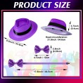 12 Pack Neon Fedora Dress Hats Gangster Plastic Party Hats and 12 Pieces Men Bow Tie Adjustable Length Bow Ties for Kids Adults Party Favors