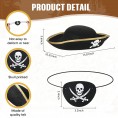 12 Pieces Black Pirate Hats Skull Print Pirate Captain Costume Hat and Felt Pirate Party Eye Patch Accessories for Halloween Party Supplies