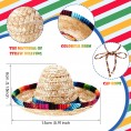 12 Pieces Sombrero Hat Mini Mexican Fiesta Hats Natural Straw Sombrero Headband Hat Cinco de Mayo Hats Fiesta Straw Hats for Carnival Birthday Theme Decoration and Party Supplies