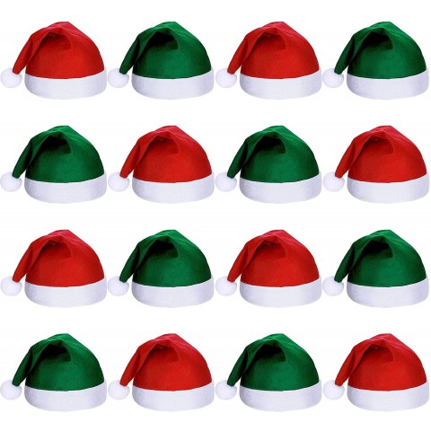 16 Pieces Christmas Non-Woven Fabric Santa Claus Hat Xmas Santa Hats for Christmas Party Decorations