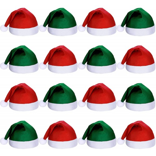 16 Pieces Christmas Non-Woven Fabric Santa Claus Hat Xmas Santa Hats for Christmas Party Decorations