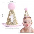 1st Birthday Crown Hat for Baby First Birthday Party Decor for Baby Show,Birthday Crown Cap for Baby PINK