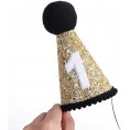 1st Birthday Crown Hat for Baby First Birthday Party Decor for Baby Show,Birthday Crown Cap for Baby BLACK