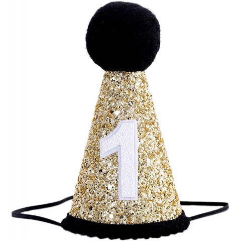 1st Birthday Crown Hat for Baby First Birthday Party Decor for Baby Show,Birthday Crown Cap for Baby BLACK