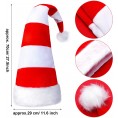 2 Pieces Long Striped Christmas Hats Faux Fur Santa Elf Hat Santa Candy Hat for Christmas Party Costume Accessories Red Green White Red White