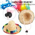 3 PCS Mini Mexican Party Hat Natural Straw Mini Sombrero Fiesta Hat Party Supplies Mexican Theme Decorations