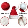 6 Pack Plush Santa Hat Traditional Red and White Plush Christmas Santa Hat for Christmas Party Adult Size
