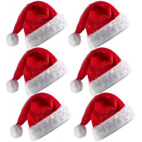 6 Pieces Christmas Hat ,Santa Hat Xmas Holiday Hat Bells,Classic Red Xmas Holiday Hats for Party Costume