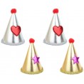 ABOOFAN Birthday Party Cone Hats Pom Pom Hats Kids Cap Star and Heart Design Birthday Party Hat Decorations for Child Gold Silver
