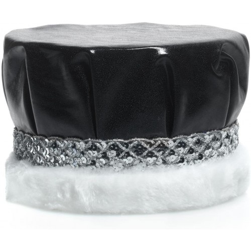 Anderson's Black Metallic Crown Silver Band White Fur 6 1 2 Inches High