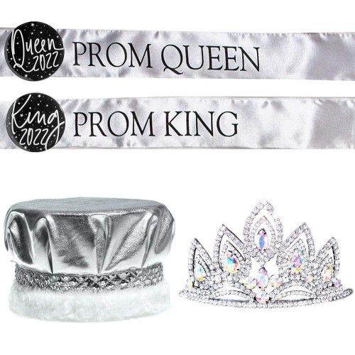 Anderson's Prom Royalty Set Elizabeth Tiara Metallic Crown Sashes Buttons