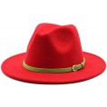 ASO-SLING Trendy Fedora Hats for Ladies Fashionable Green Leather Belt Panama Hat Dress Hats for Outdoor Party