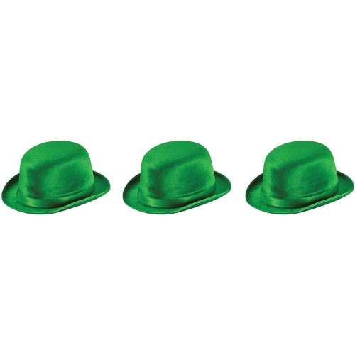 Beistle 3 Piece Green Plastic Derby Hats For Happy St Patrick's Day Party Supplies